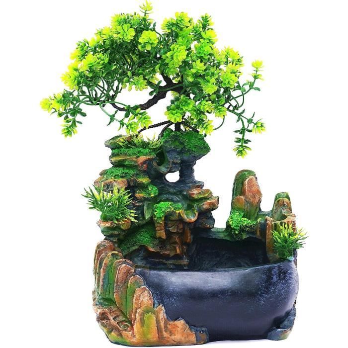 Fontaine D'intérieur Design Cascade Sur Rochers - 28cm - 220V - Décoration Zen Pour Bureau Et Méditation