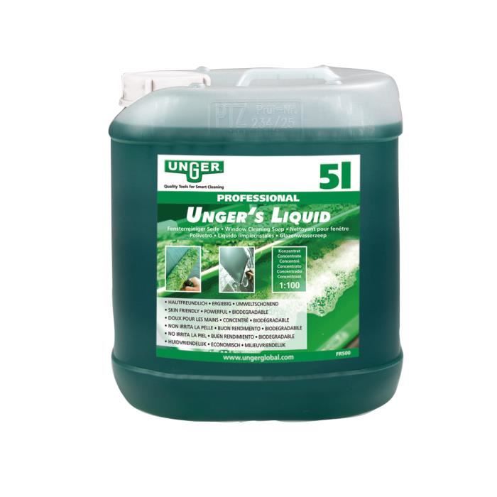 Liquide Unger 5 litres savon à vitres - Rapport de mélange 1:100