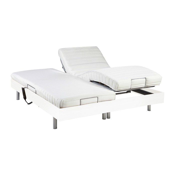 Lit électrique de relaxation tout plots + matelas latex - 2 x 80 x 200 cm - Blanc - CASSIOPEE III de YSMÉE