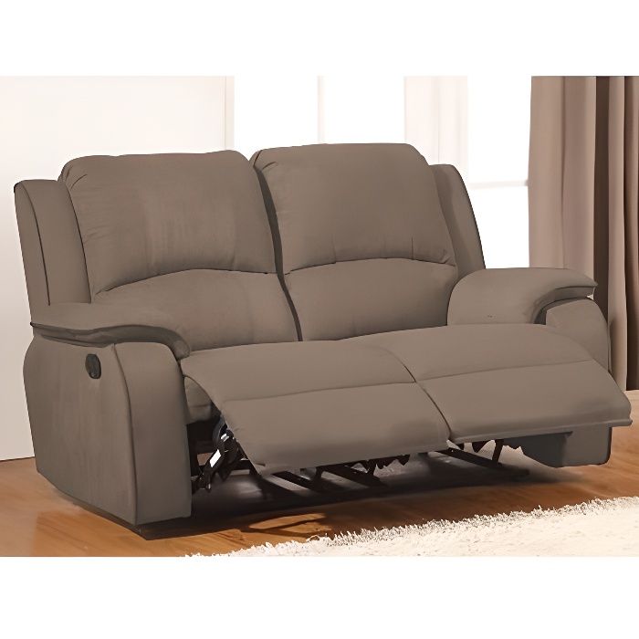 Canapé 2 places relax en microfibre - HERNANI - Marron - Classique - Avec accoudoirs