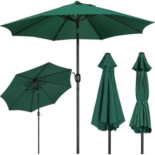 Parasol Inclinable de Jardin - 270cm - avec Cadre en Métal pour Terrasse Patio Piscine Plage Balcon - Vert Foncé - Yaheetech