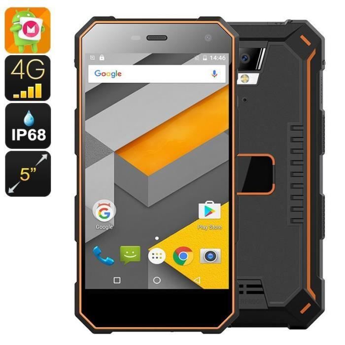 Smartphone Etanche Incassable 4G 5 Pouces Android 6.0 Dual Sim