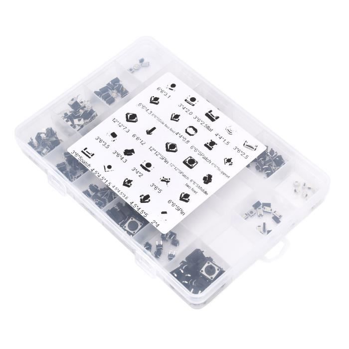 DollaTek 250PCS Boutons Poussoirs Tactiles Micro Assortiment 10 Valeurs + Boîte Plastique