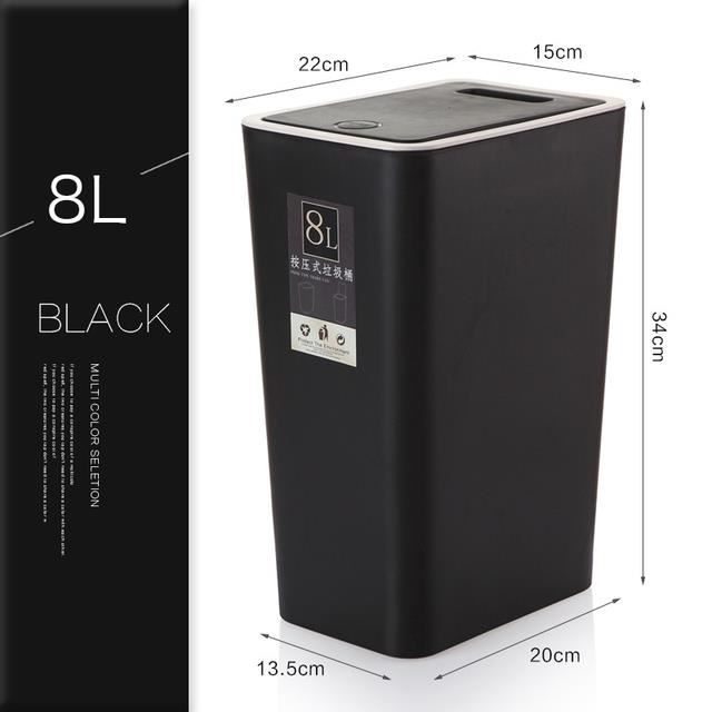 Poubelle 15 L à Pression Blanche – Corbeille Cuisine/Salle De Bain Avec Couvercle Anti-Odeurs Étanchéité Parfaite