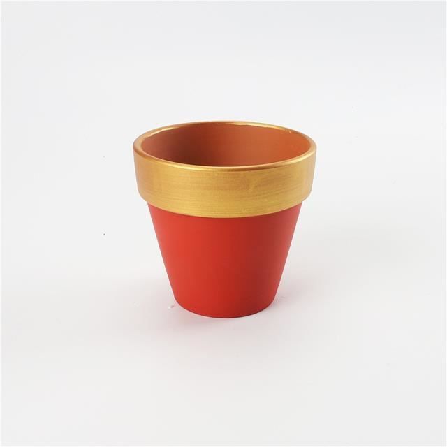 POT DE FLEUR,Rouge-10x10cm--Mini Pot en terre cuite avec doublure en ...