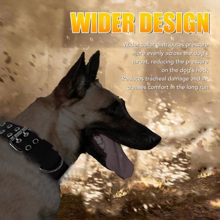 Comparer les prix de Collier pour chien tactique en nylon réglable pour entraînement - ZERODIS - LON - Noir - Moyen - Chien