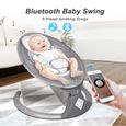 HXEIBUE Balancelle bébé électrique, Transat bébé - 5 vitesses d'oscillation - Télécommande - Timeable 15/30/45 minutes - Gris-1