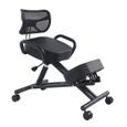 Chaise à genoux ergonomique à hauteur réglable avec coussin - Mxzzand - Acier+éponge+cuir+contreplaqué - 74x46x90cm-1
