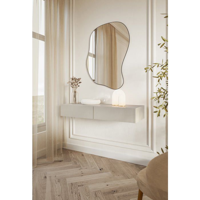 Coiffeuse avec tiroir - VELDIO - 110 cm - suspendu - grėge - Cdiscount ...