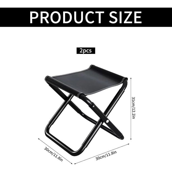 Lot de 2 Tabourets pliants en PVC - Noir