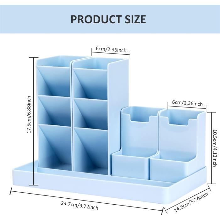 Organisateur De Bureau Multifonction DoDuo Avec 5 Compartiments Et 2 Tiroirs - Bleu