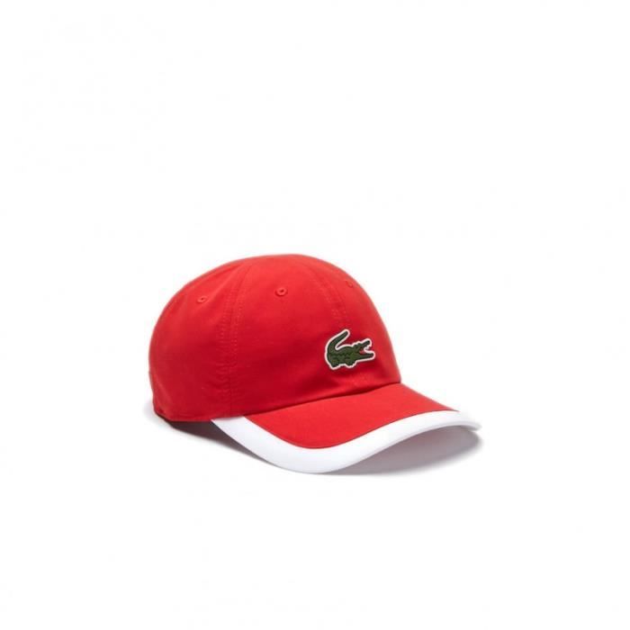 Casquette Lacoste Ref. RK5398 564. Couleur Rouge Blanc. Details. Visiere avec bordure contrastee. illets assortis Cdiscount Pret a Porter