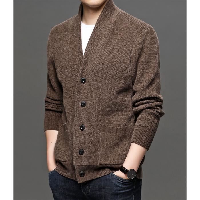 Cardigan marron homme best sale