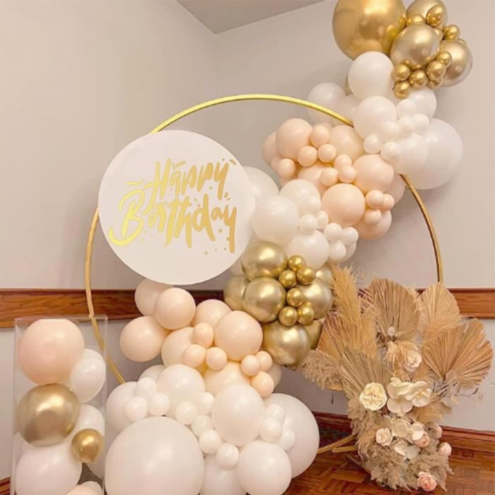 103 Pcs Kit Arche Ballon Abricot Blanc Et Or, Decoration Guirlande