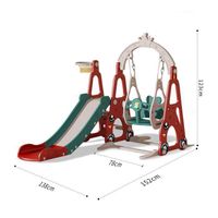 Siairo Toboggan 4 En 1 Pour Enfants – Pliable, Avec Panier De Basket Et Anneaux – Dinosaure Rigolo – Intérieur/extérieur