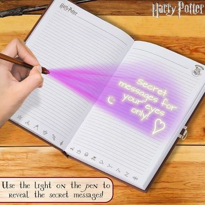 HARRY POTTER Carnet de Note Journal Intime Fille avec Cadenas et Stylo Encre  Invisible de Poudlard avec lumière UV pour Secrets