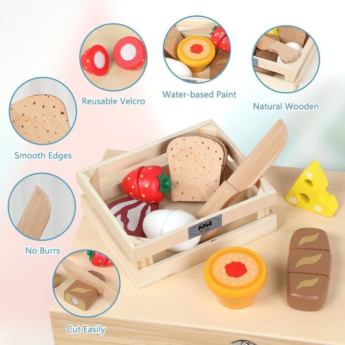 Coffret Déjeuner Légumes à Découper Jeu Jouet En Bois Dînette Enfant 3 Ans + - Jeux