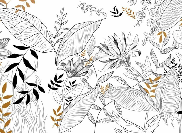 Papier Peint Mural 3D Feuilles De Fleurs C886 – Autocollant Pour Magasin Et Décoration Intérieure