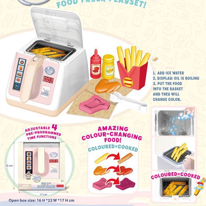 deAO Friteuse à air chaud pour enfants, écran tactile réaliste AirFryer avec aliments qui changent de couleur, son et lumière, jouet d'épices, jeu de rôle, jouet de cuisine pour garçons et filles deAO Friteuse à air chaud pour enfants, écran tactile réaliste AirFryer avec aliments qui changent de couleur, son et lumière, jouet d'épices, jeu de rôle, jouet de cuisine pour garçons et filles