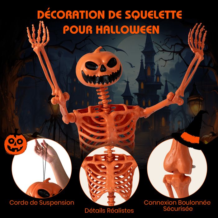 Squelette De Sirène Suspendu - 42 Cm - Articulations Mobiles - Décoration Halloween Effrayante Et Originale - En Polypropylène