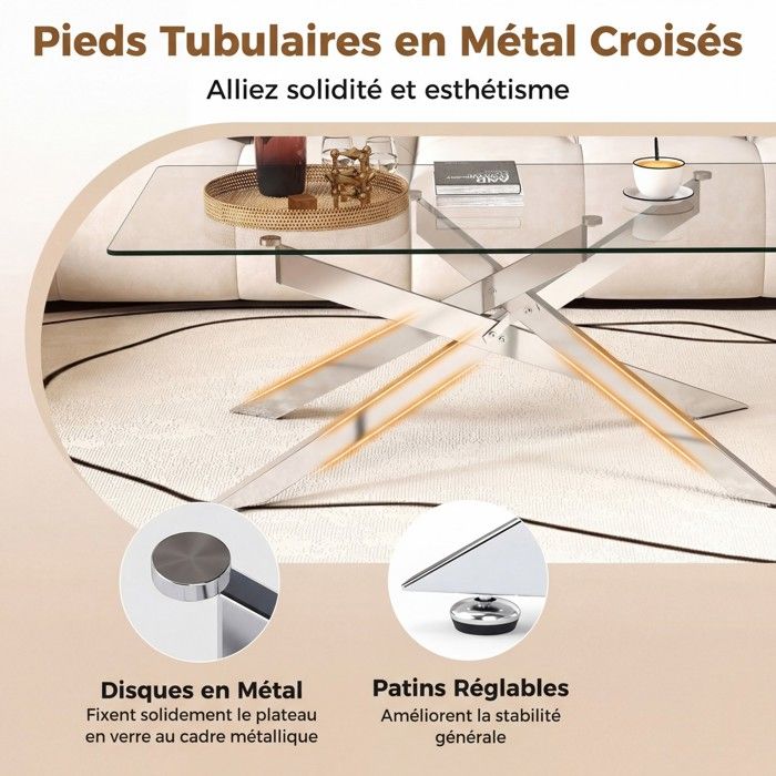 COSTWAY Table Ronde de Jardin de 86 cm, Verre Trempé, Trou pour Parasol COSTWAY Table Ronde de Jardin de 86 cm, Verre Trempé, Trou pour Parasol