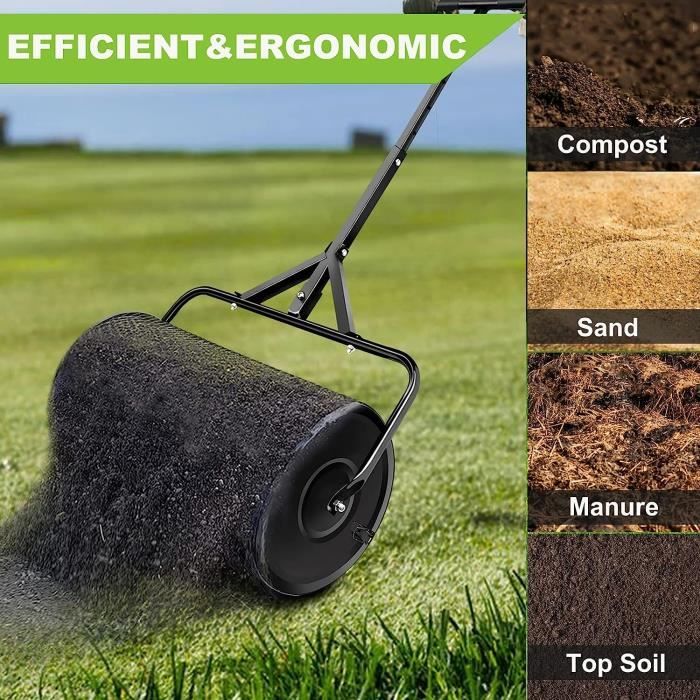 AVFORA Epandeur Gazon, Rouleau Gazon avec Réglable Poignée, Peat Moss