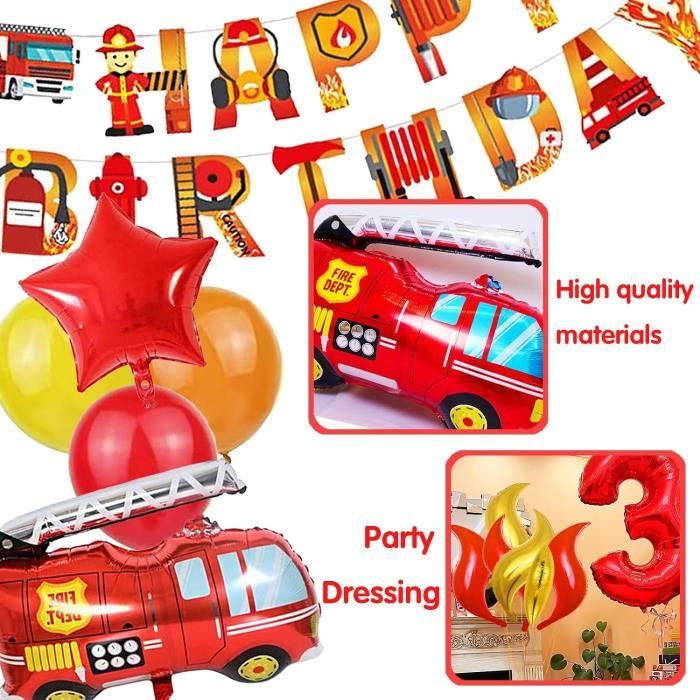 Ballon D'Anniversaire En Forme De Camion De Pompier Décoration D