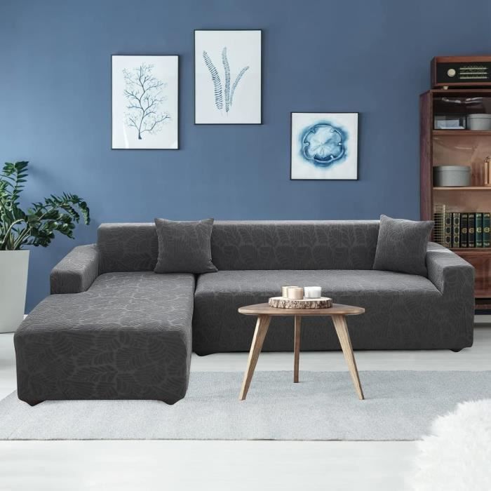 Housse De Canapé 2 Places Élastique - Gris Foncé - 145-185 Cm - Protection Anti-Taches