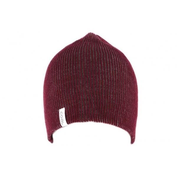 Bonnet Pompon The Waffle Laine Doublé Polaire Bordeaux - Coal Reference
