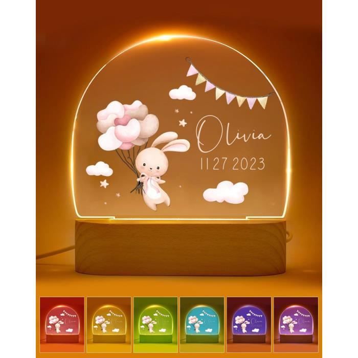 Veilleuse Bebe Avec Prénom Cadeau Naissance Fille Et Garçon, Lampe