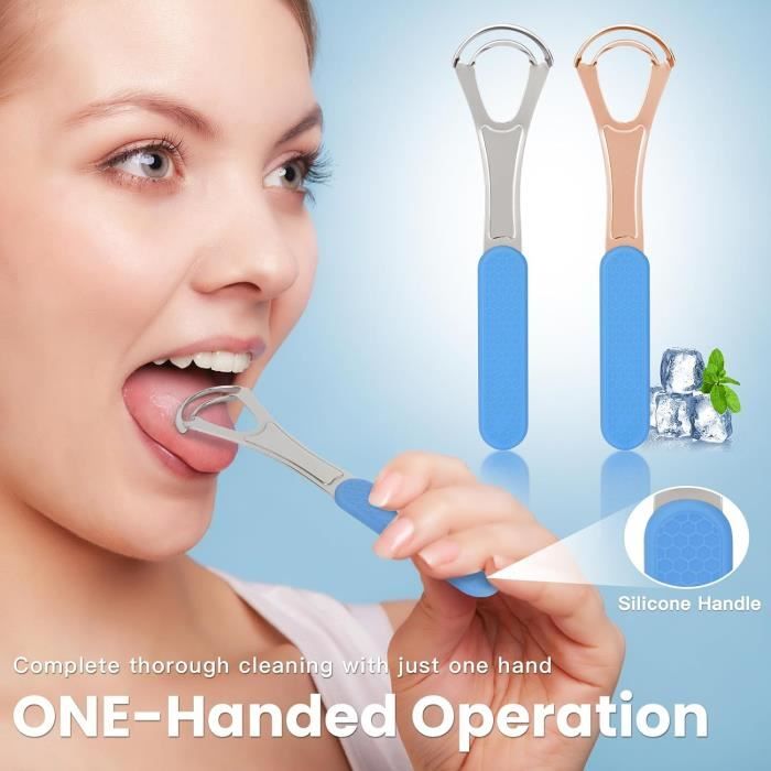 Lot De 12 Gratte-Langues En Acier Inoxydable - Qualité Supérieure - Argent - Neuf