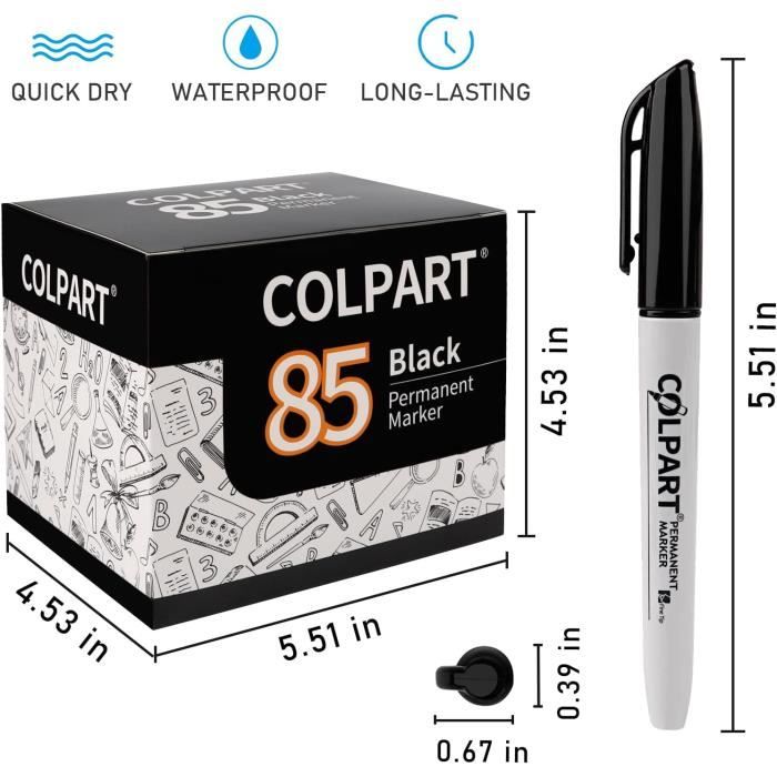 Lot De 85 Marqueurs Noirs Indélébiles Feutre Marqueur Noir Pointe Fine, Encre Permanente Sur