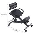 Chaise à genoux ergonomique à hauteur réglable avec coussin - Mxzzand - Acier+éponge+cuir+contreplaqué - 74x46x90cm-3