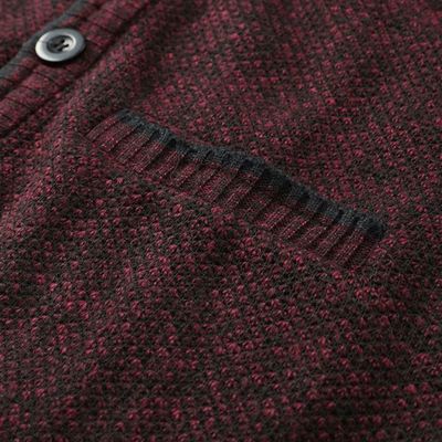 Cardigan Homme ALLTHEMEN à Col V - 100% Polyester, Épais, Côtelé, Boutonnage - Gris Clair 3XL