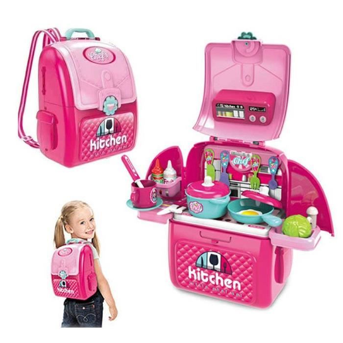 Dinette - Cuisine Jouet Sac À Dos Coffret Enfant Fille Jouets , 2 in 1  Jouet Cadeau pour Princesse Fille 3 4 5 Ans - Bleu - Cdiscount Jeux - Jouets