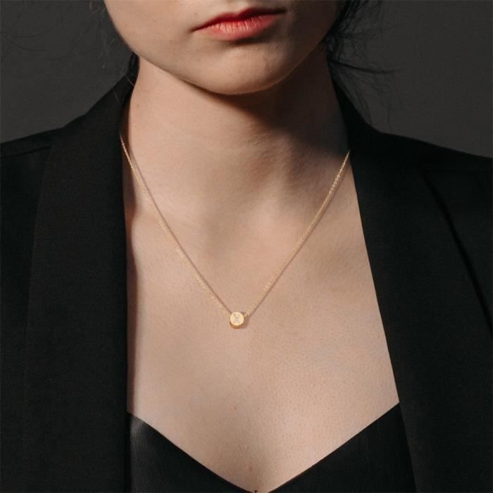 Collier Or Pendentif Initiale 45 cm Choker Bijoux