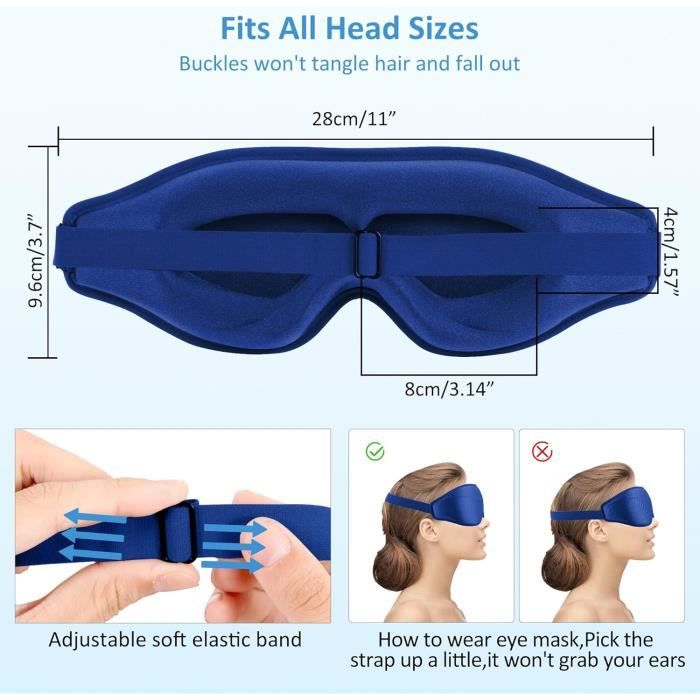 Masque De Nuit 3D Confortable – Anti-lumière, Réglable, En Mousse Mémoire Et Soie Pour Un Sommeil Profond