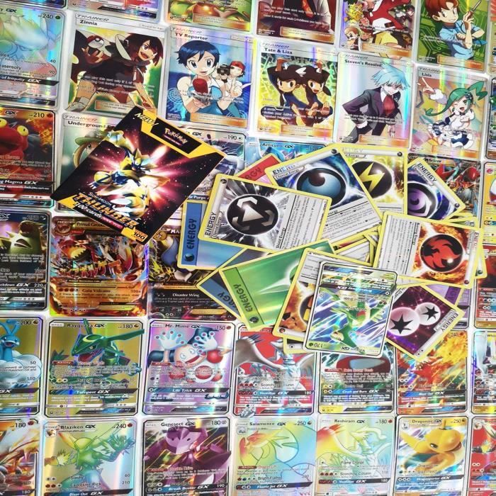 Carte pokemon 100 Pcs Carte Pokemon, Cartes Pokemon Y Compris 50 Cartes Pokemon gx 20 ??nergie 20 