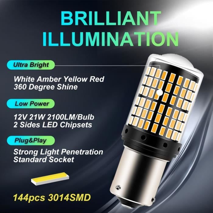 Veilleuses T20 LED W21W ampoules feux de jour - Orange