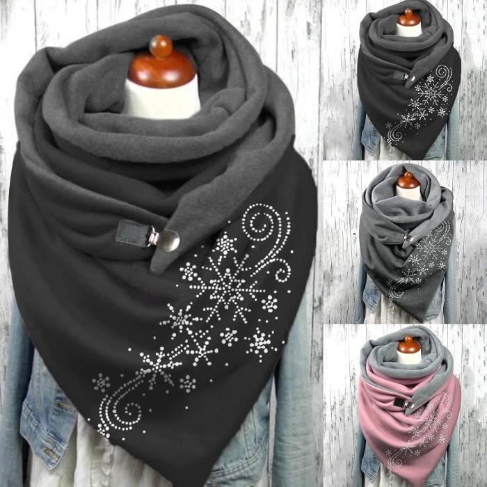Echarpe Femme Hiver Avec Bouton Vintage Foulards Couleur Unie ECharpe Chaud Coton ReTro Automne Doux Wrap Scarf ChaLes A18 Cdiscount Pret a Porter