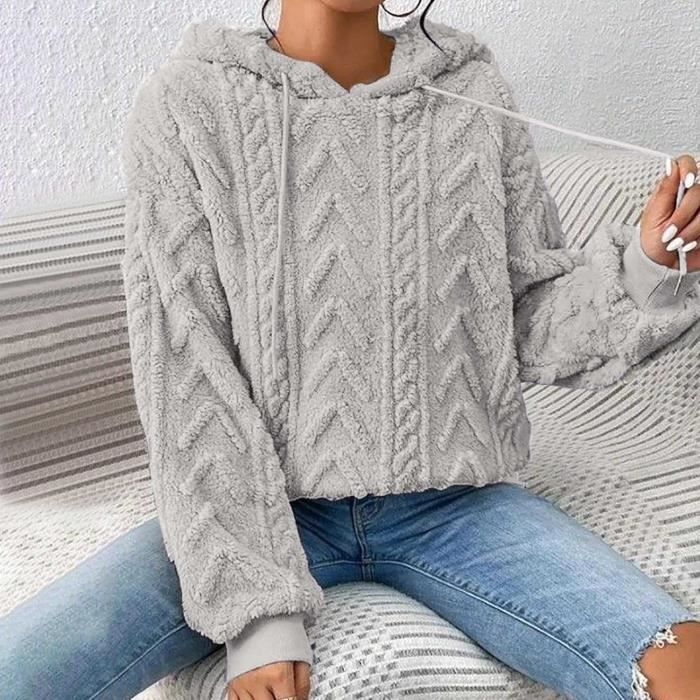 Sweat Polaire Capuche Hiver Chaud Polaire Femme avec Capuche Grande Taille  Manteau La Mode Chic Kawaii SWEATSHIRT gris-1