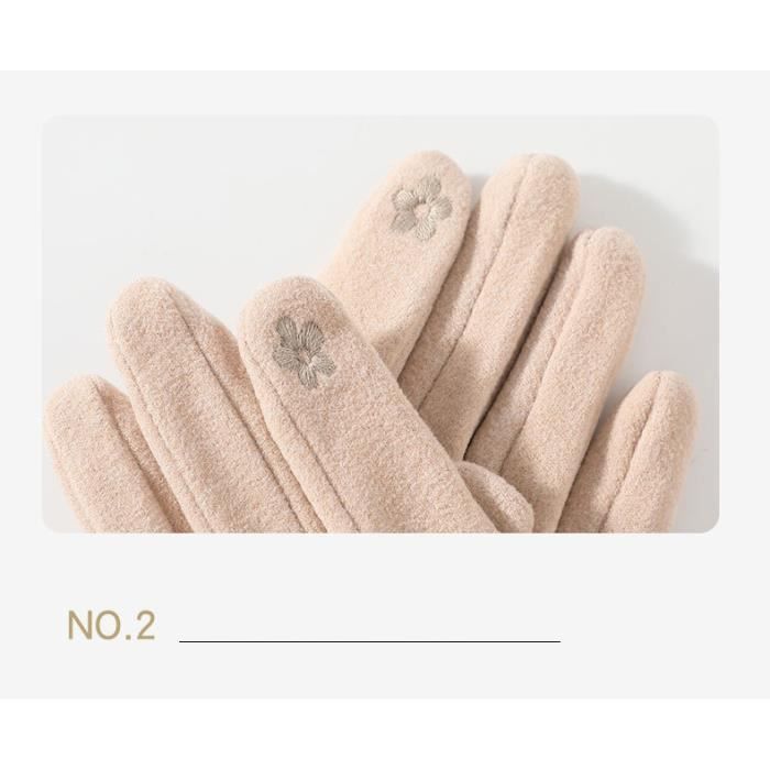 Gants femme - élégant écran tactile chaud une couche de velours de laine  gants d’hiverCouleur kaki couleur-rose