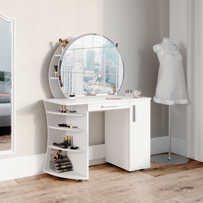 Vicco Table de maquillage Julia coiffeuse avec miroir Blanc + 10