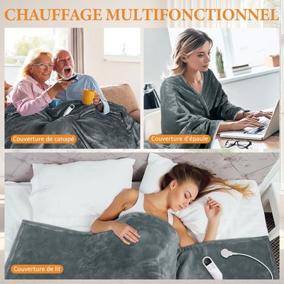 Couverture Chauffante Double 180x130 Cm - 9 Niveaux De Chaleur, Minuterie 1-10h, Lavable En Machine - Plaid Doux Pour L'hiver