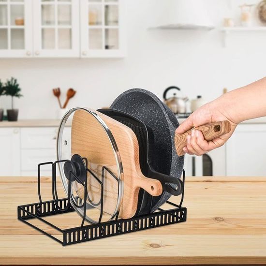 Support Couvercle Casserole Extensible 32-57cm - Rangement Cuisine Avec 10 Compartiments Réglables