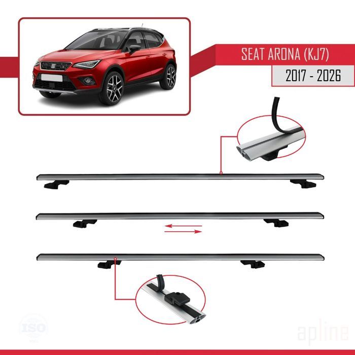 Barras De Techo Para Seat Arona (KJ7) 2017-2025 - 2 Barras De Aluminio Gris - Portaequipajes Hasta 75kg