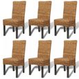 [Style Campagne] 25839 Lot de 6 Chaises à dîner - Chaise à dîner - Chaise de salle à manger - Bois solide de manguier et abaca-0
