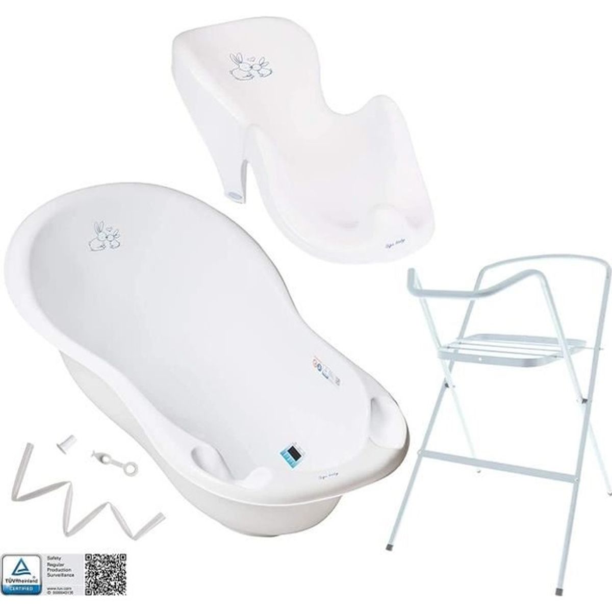 siège transat Set de bain ensemble pour le bébé enfant nouveau-née baignoire support pliable Tega Baby Chien et Chat couleur bleu