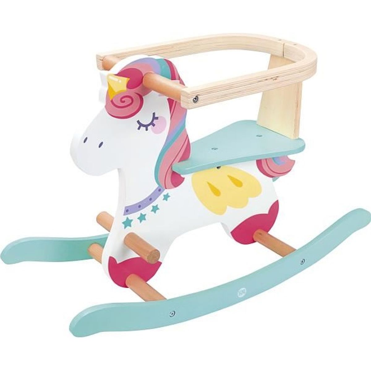Licorne à Bascule en Bois Rose Cdiscount Jeux Jouets