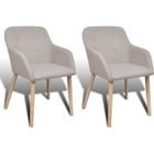 vidaXL 2 pcs Chaises de salle à manger Beige Tissu et chêne massif